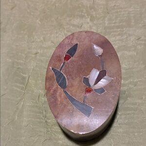 Floral Inlay Stone Trinket Box made in India